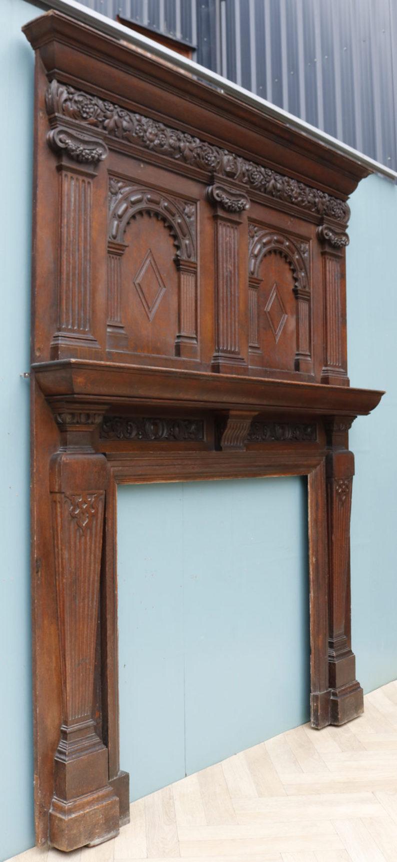 Antique English Jacobean Style Mantel In Fair Condition For Sale In Wormelow, Herefordshire