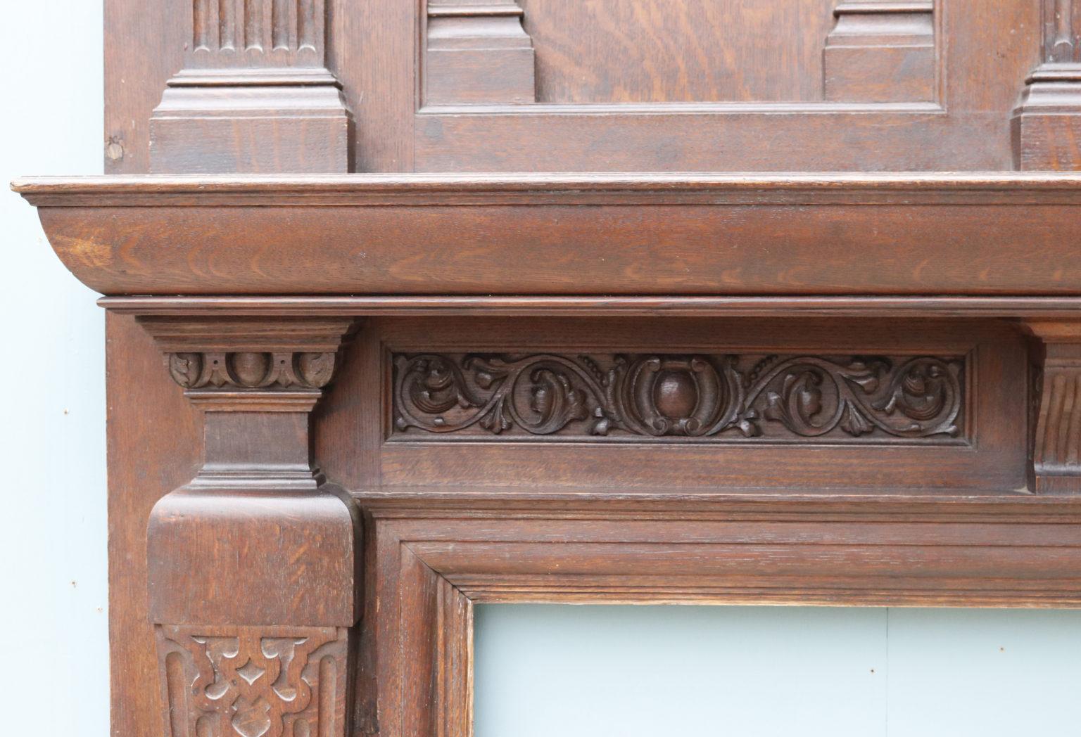 Oak Antique English Jacobean Style Mantel For Sale