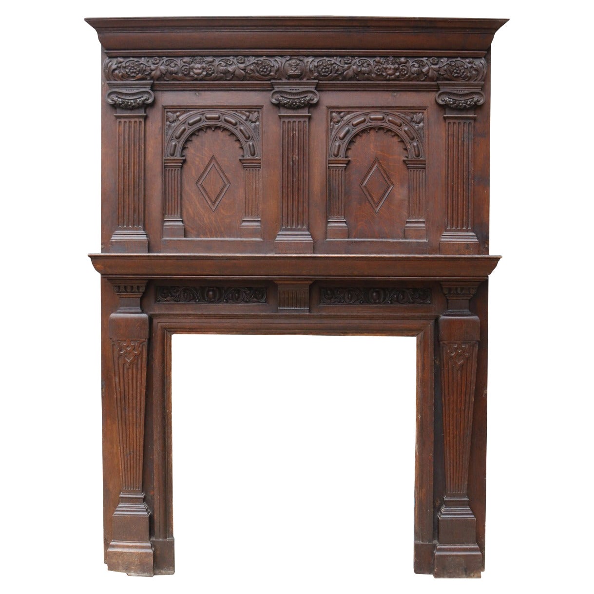 Antique English Jacobean Style Mantel