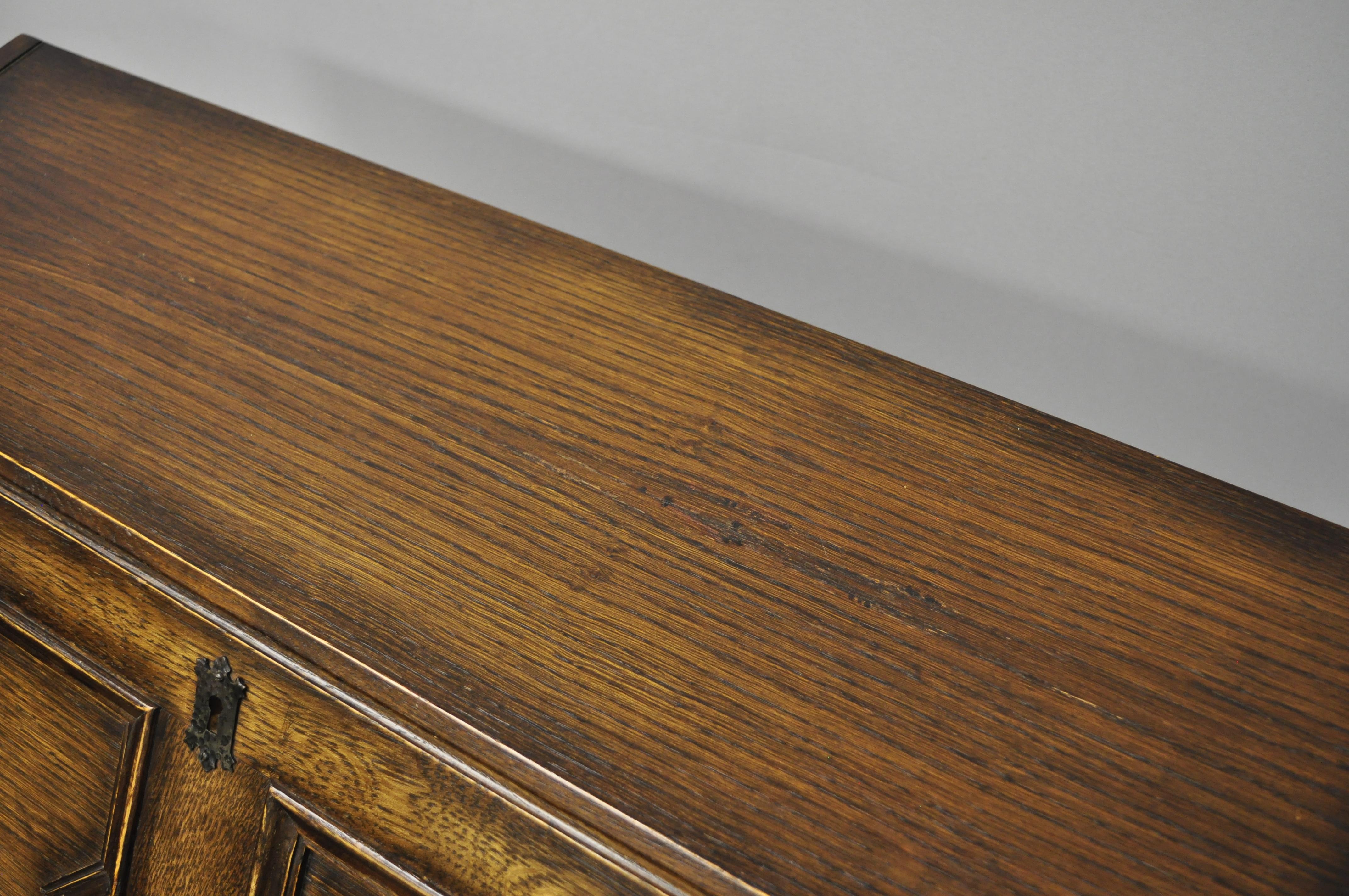 Antique English Jacobean Style Tiger Oak Wood Drop Front Secretary Desk 2