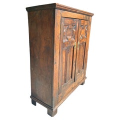 Antique English Jam Cabinet Cupboard 19th century  hand carved oak