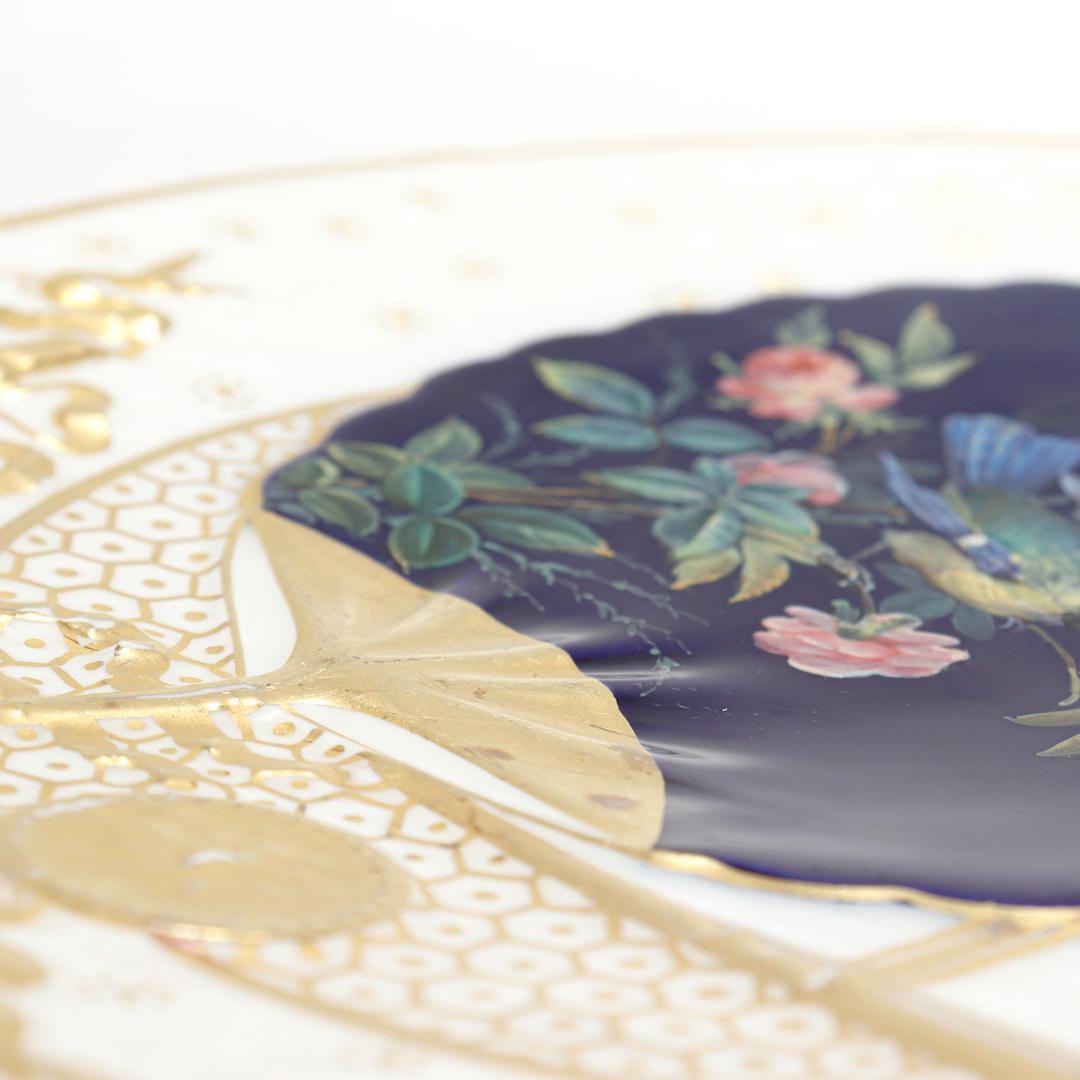 Antique English Japonisme Gilt & Enameled Porcelain Plate Attributed to Bodley 5