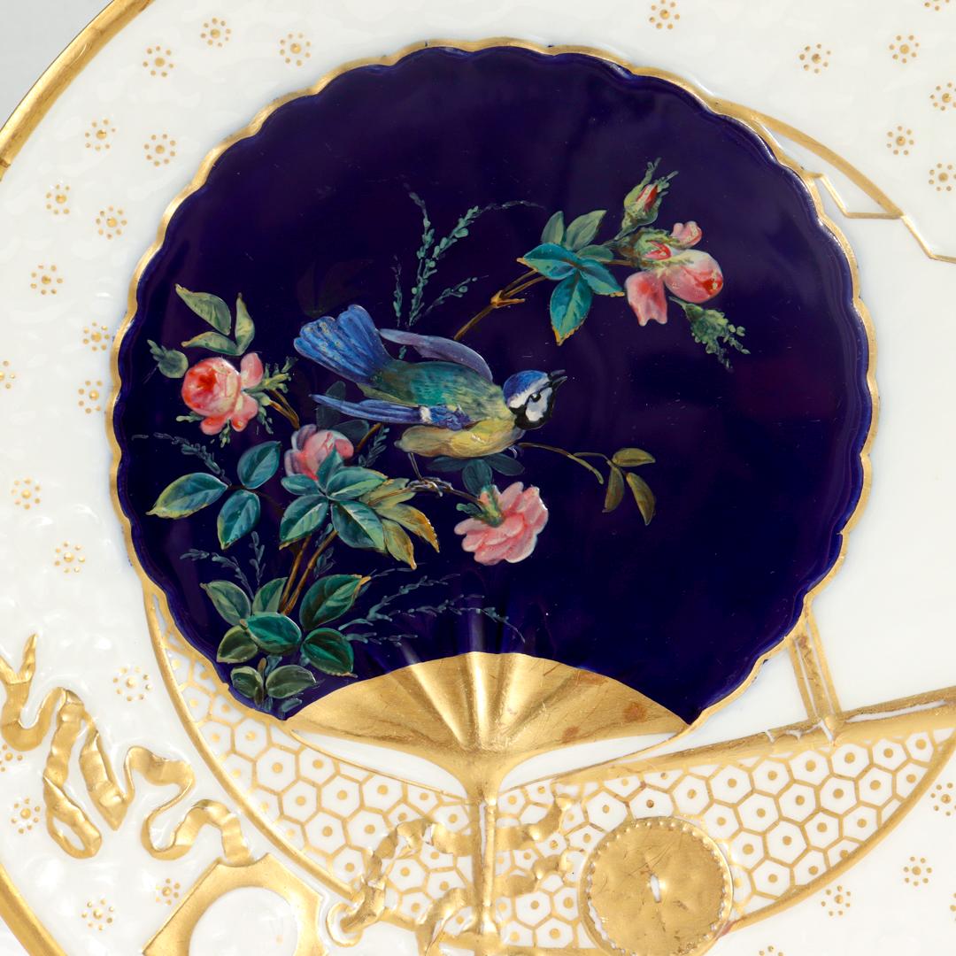 Aesthetic Movement Antique English Japonisme Gilt & Enameled Porcelain Plate Attributed to Bodley