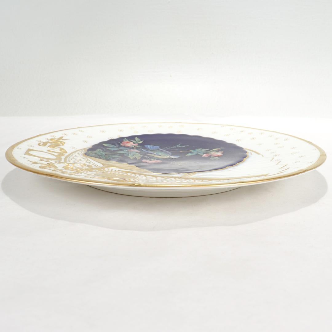 Antique English Japonisme Gilt & Enameled Porcelain Plate Attributed to Bodley 3