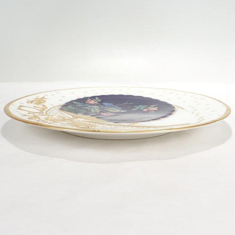 Antique English Japonisme Gilt and Enameled Porcelain Plate Attributed