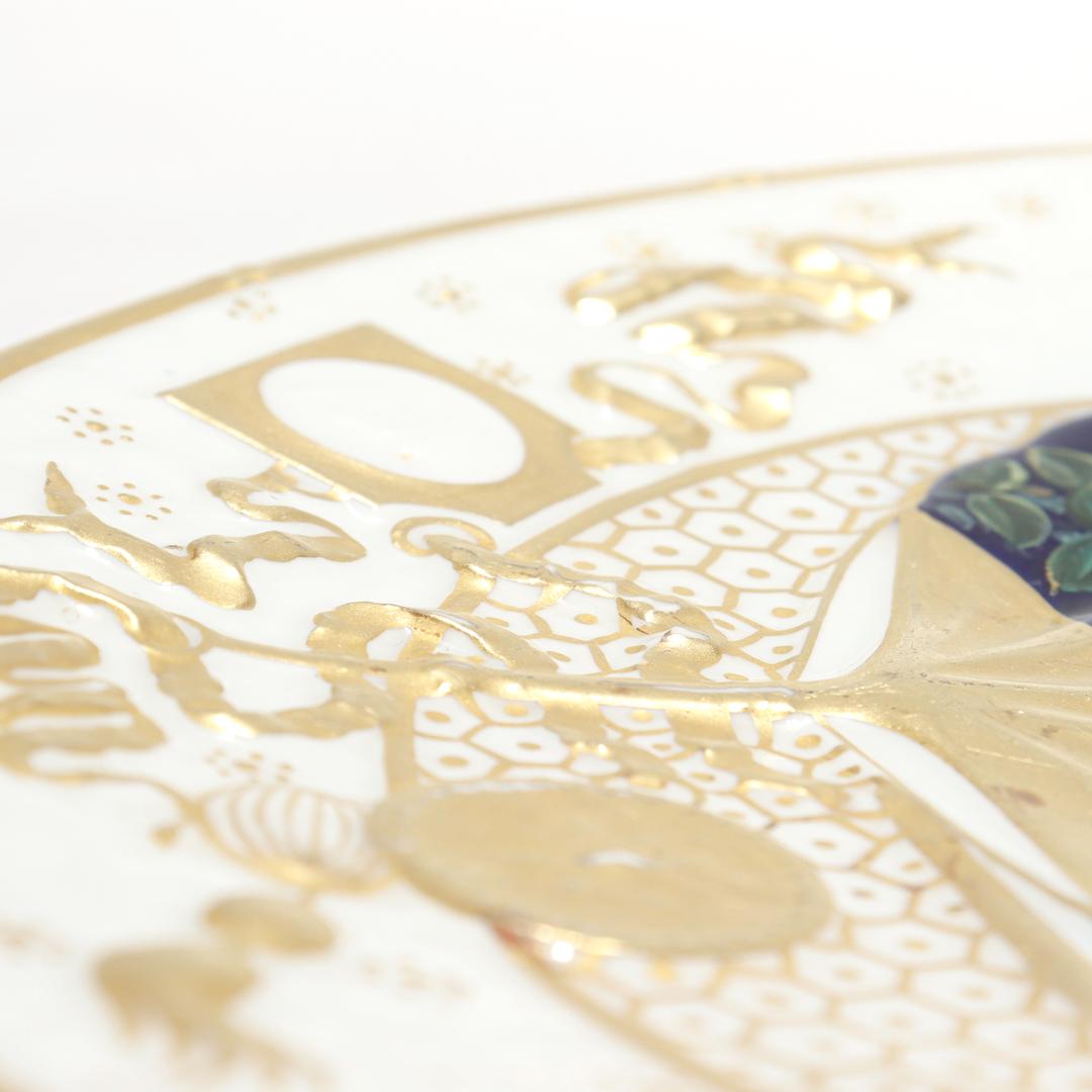 Antiker englischer Japonisme-Teller aus vergoldetem und emailliertem Porzellan, Bodley zugeschrieben 3