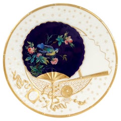 Antique English Japonisme Gilt & Enameled Porcelain Plate Attributed to Bodley