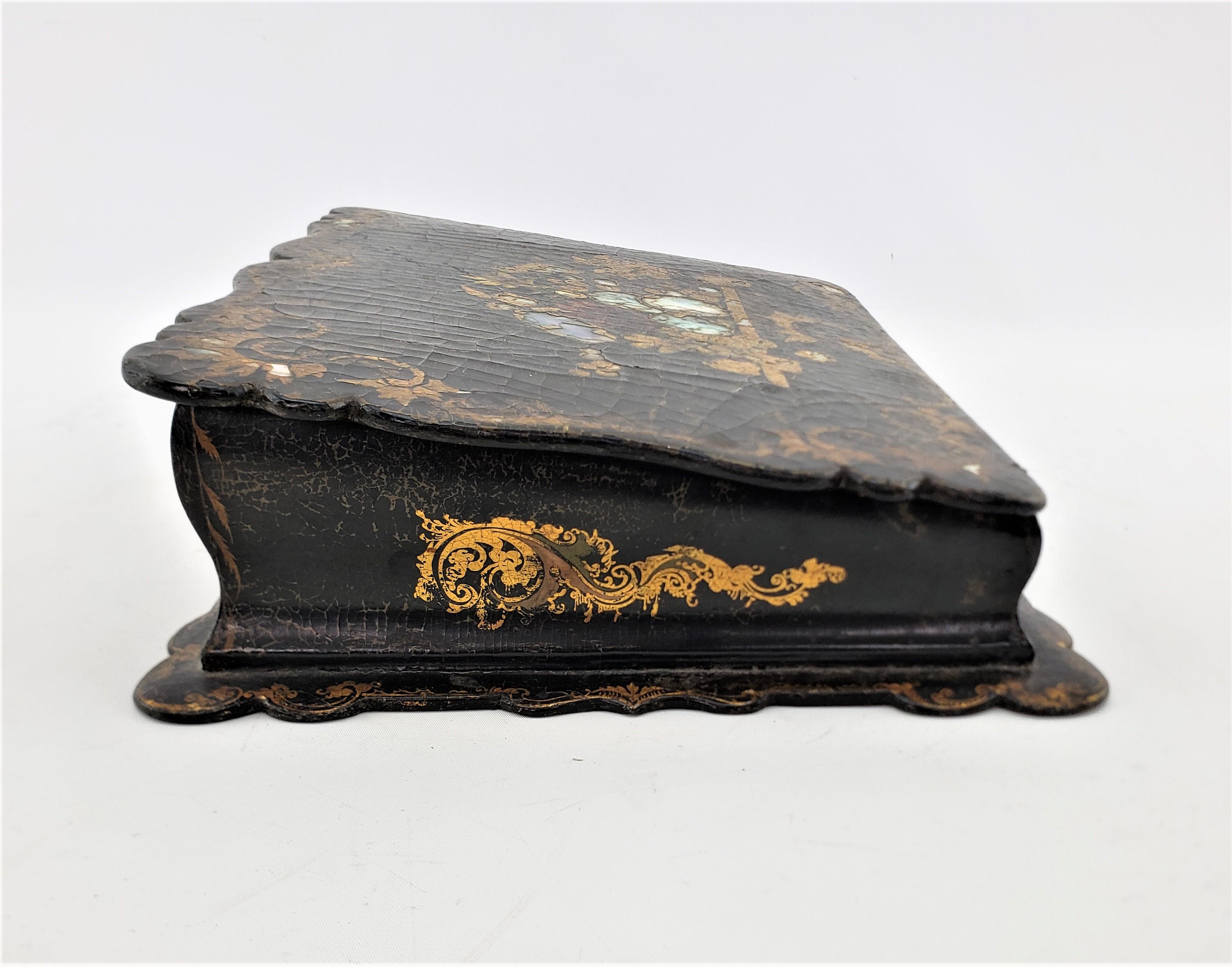 Victorian Antique English Jennens & Bettridge Paper Mache Ladies Writing Box or Lap Desk For Sale