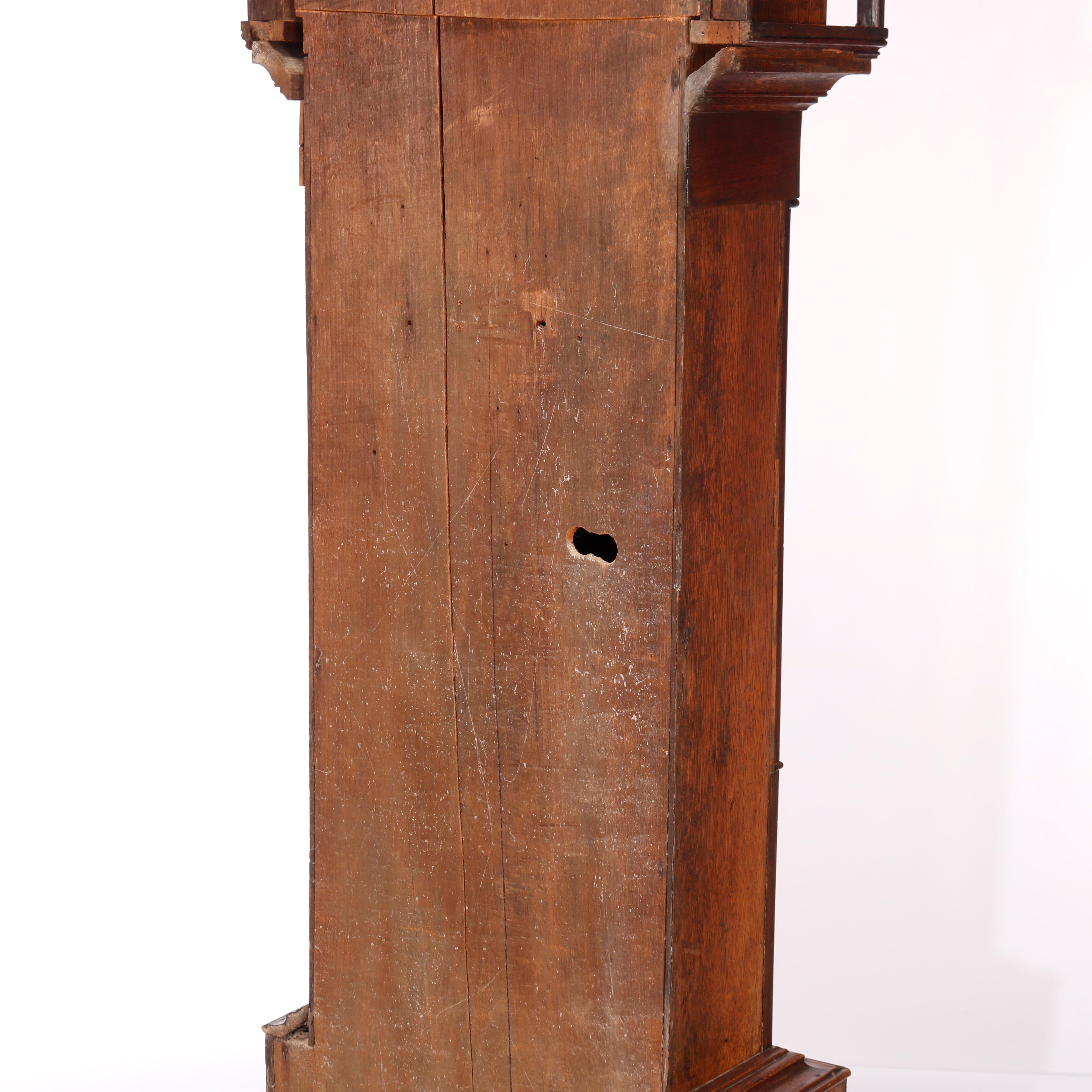 Antique English John Owen Tall Case Oak & Mahogany Banded Clock, c1820 4