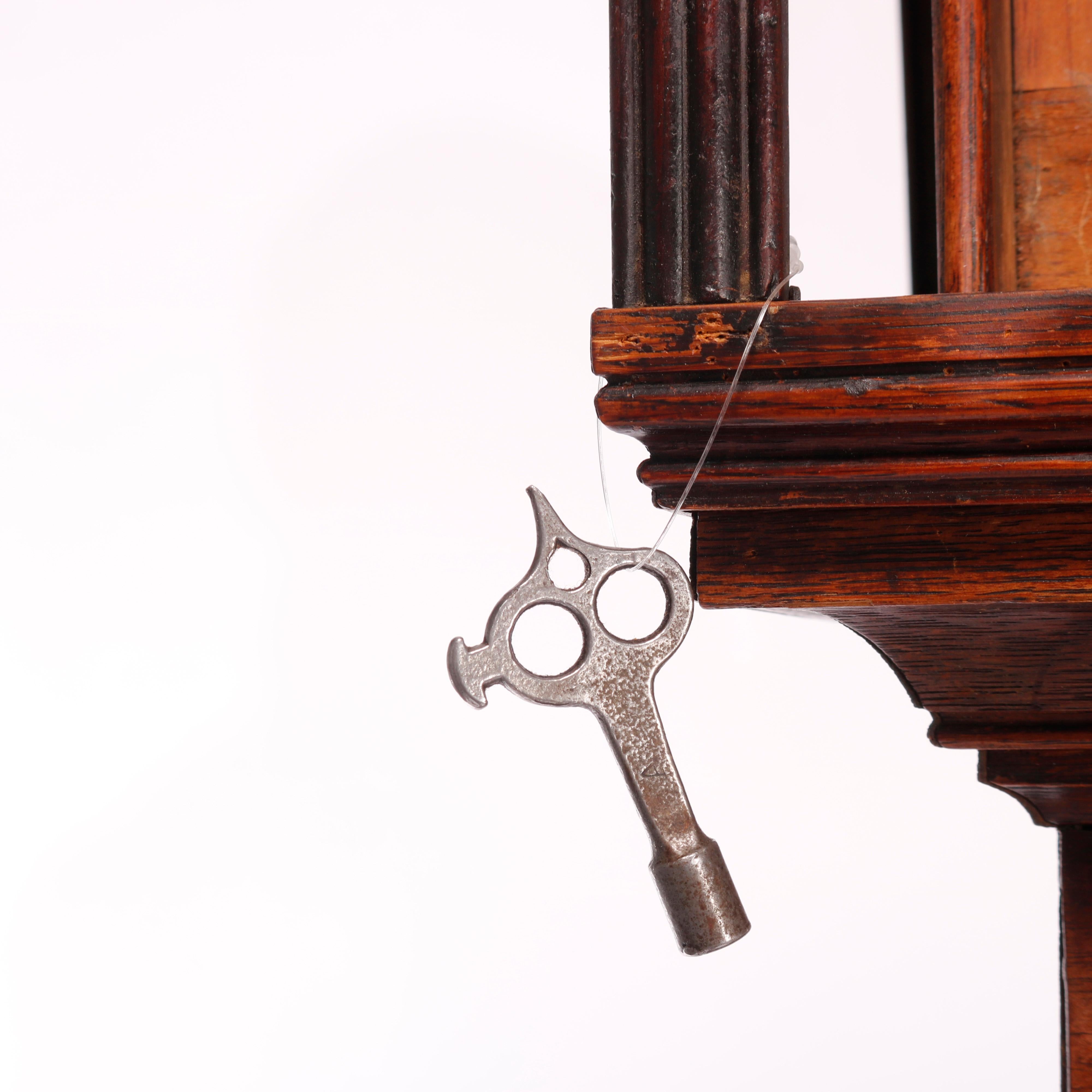 Antique English John Owen Tall Case Oak & Mahogany Banded Clock, c1820 7