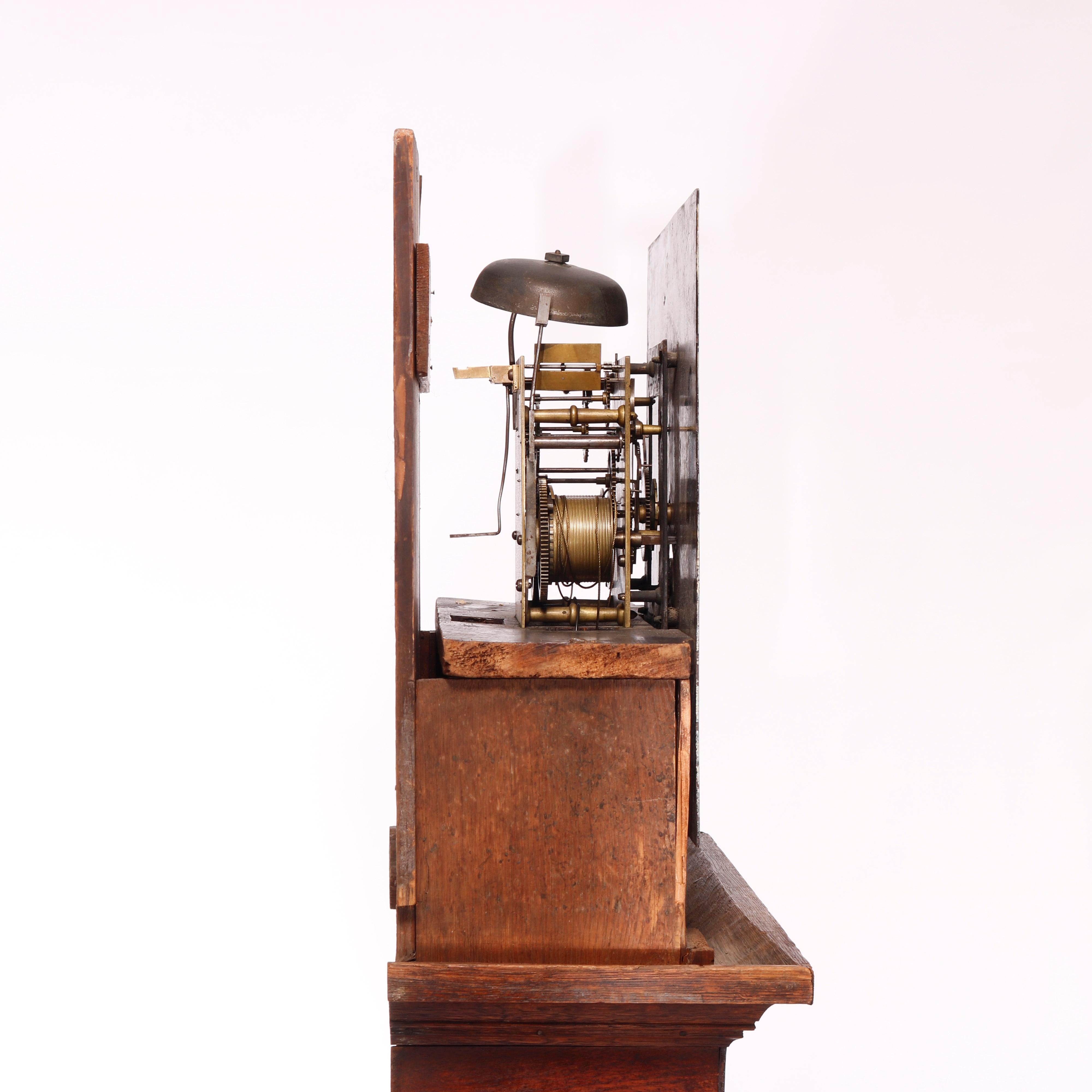 Antique English John Owen Tall Case Oak & Mahogany Banded Clock, c1820 9