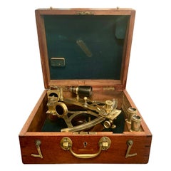 Antique English "John Parkes & Sons" Sextant in Fitted Mahogany Box, Circa 1910