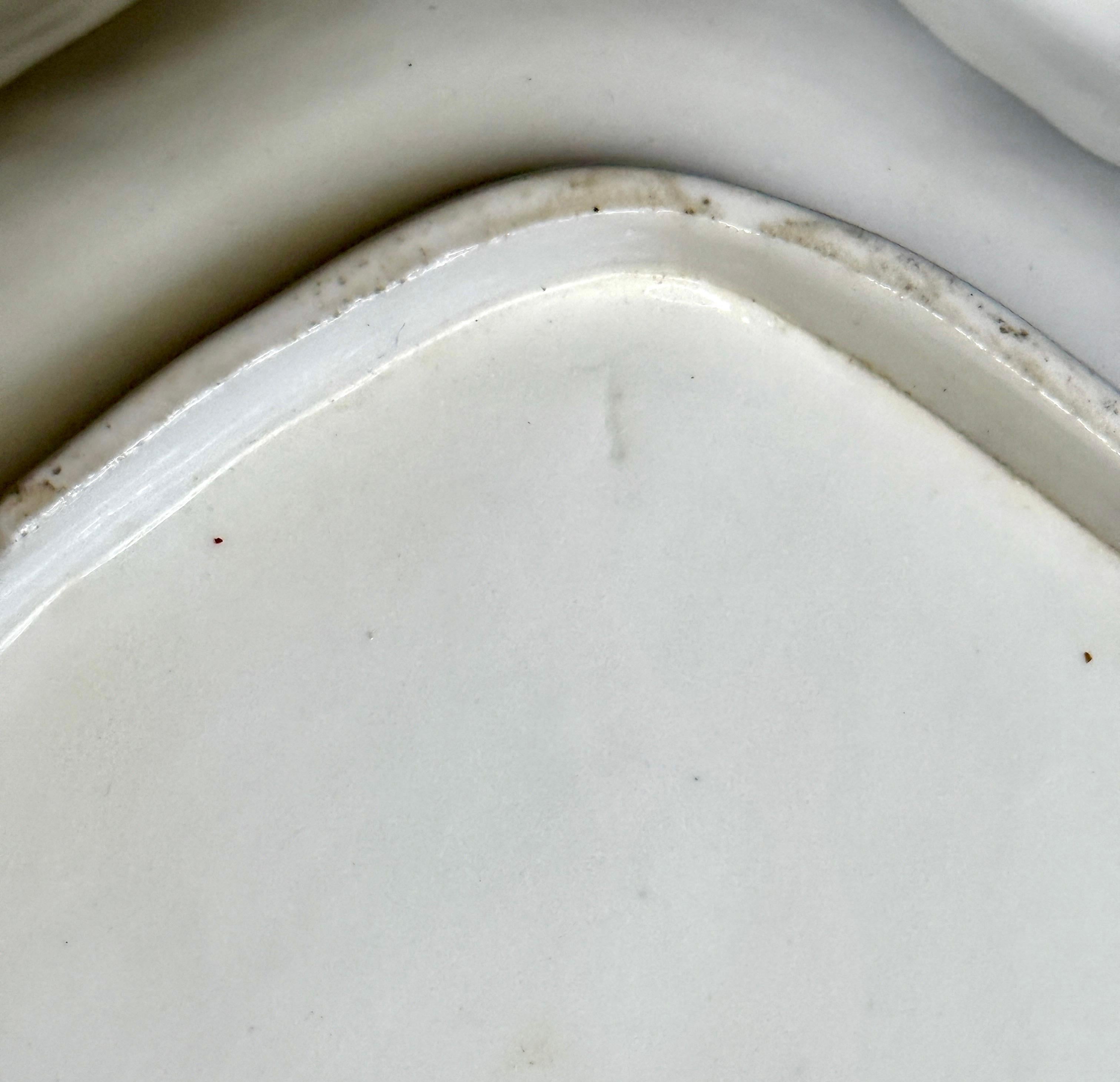 Antique English John Rose Coalport Periwinkle and Gilt Botanical Dessert Shell For Sale 1