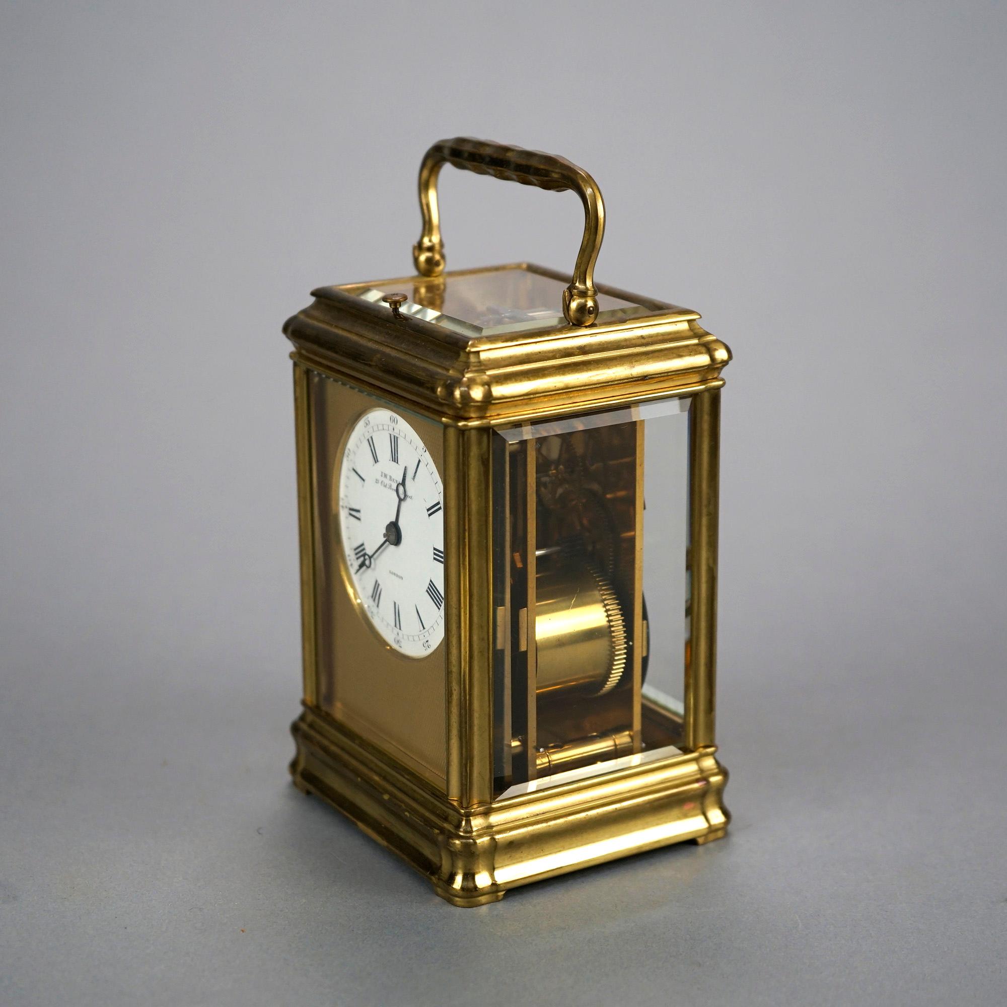 Antique English J.W.Benson Carriage Clock & Case, 19th C 5
