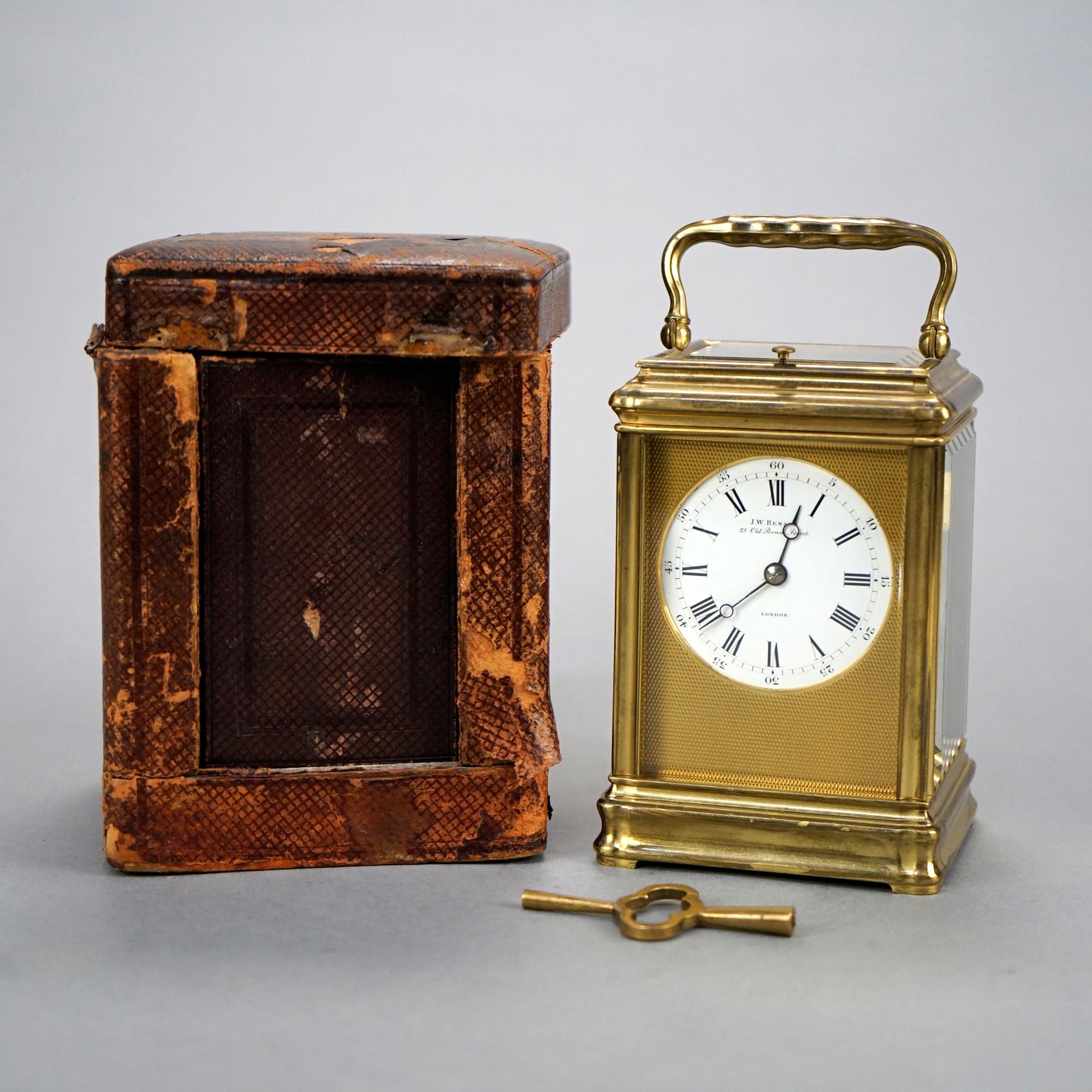 Antique English J.W.Benson Carriage Clock & Case, 19th C In Good Condition In Big Flats, NY