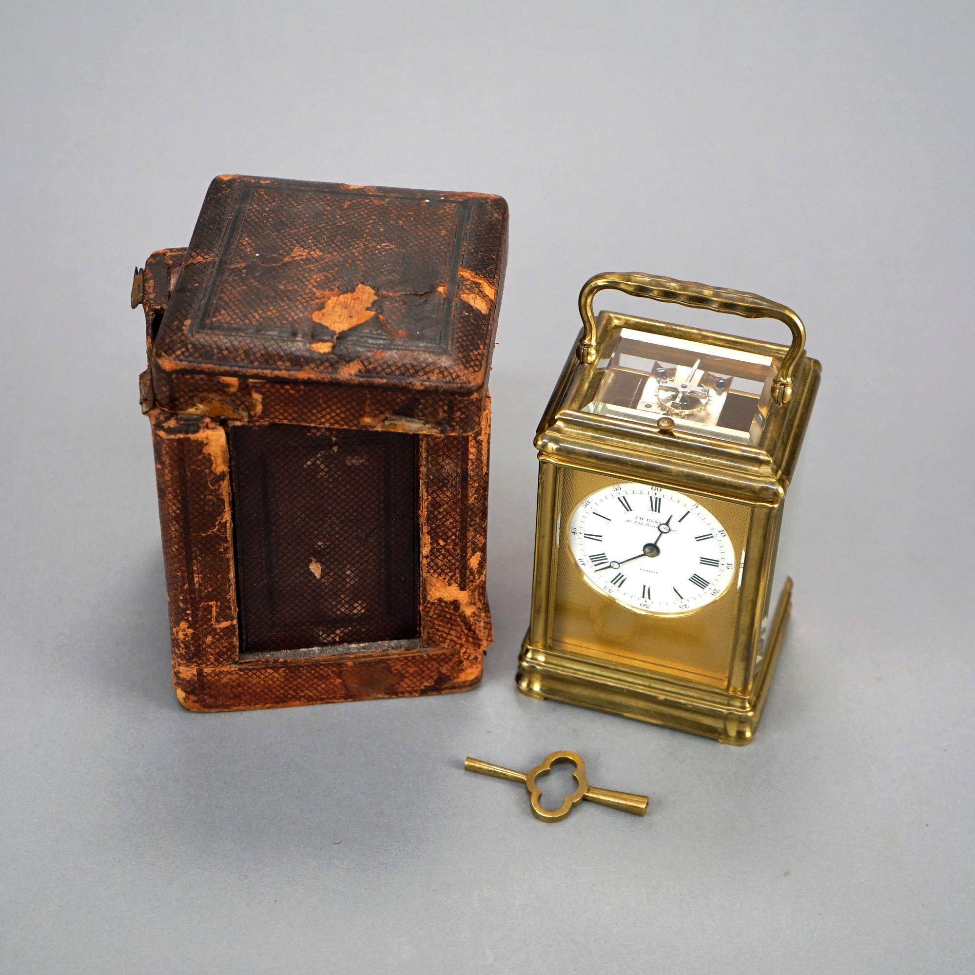 19th Century Antique English J.W.Benson Carriage Clock & Case, 19th C