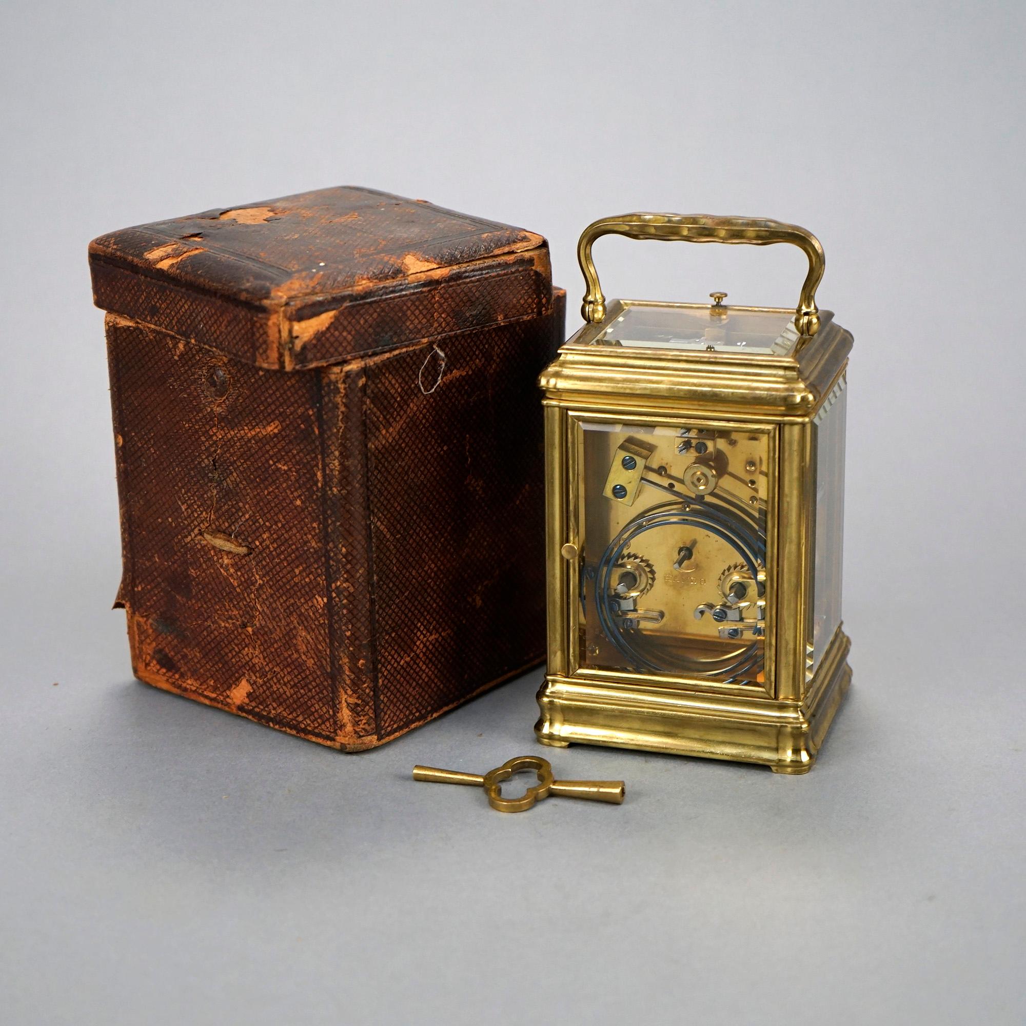Antique English J.W.Benson Carriage Clock & Case, 19th C 1