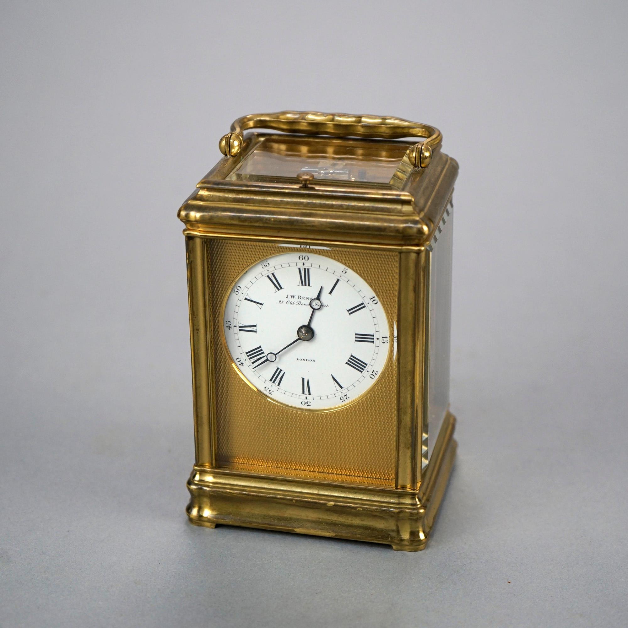 Antique English J.W.Benson Carriage Clock & Case, 19th C 3