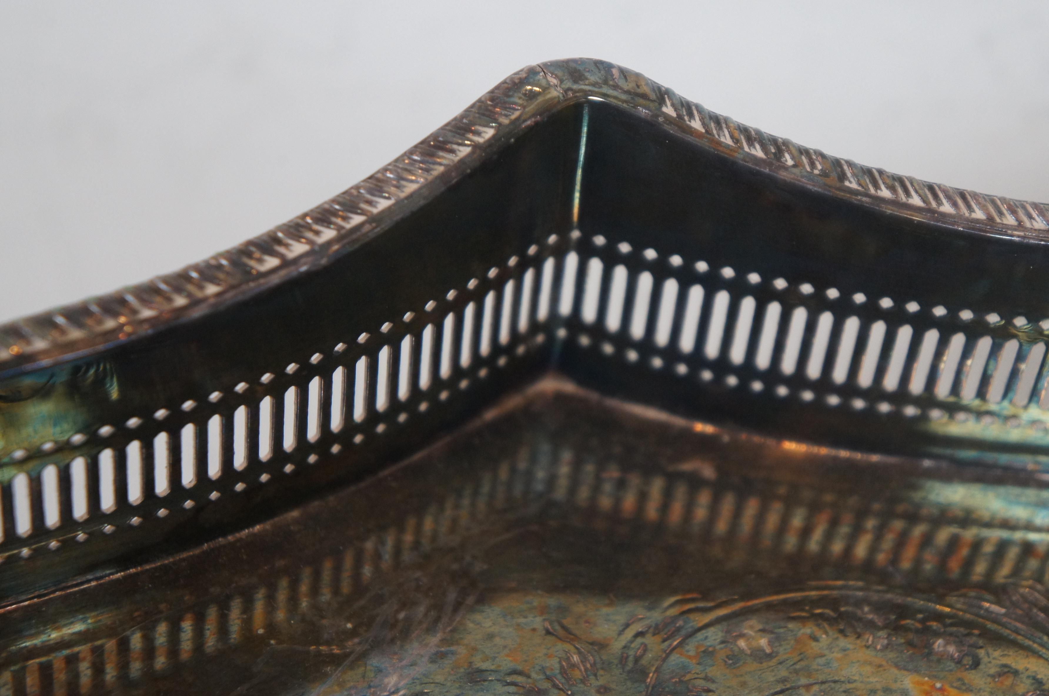 Antique English Kentshire Silverplate Butler Bar Serving Vanity Gallery Tray 24
