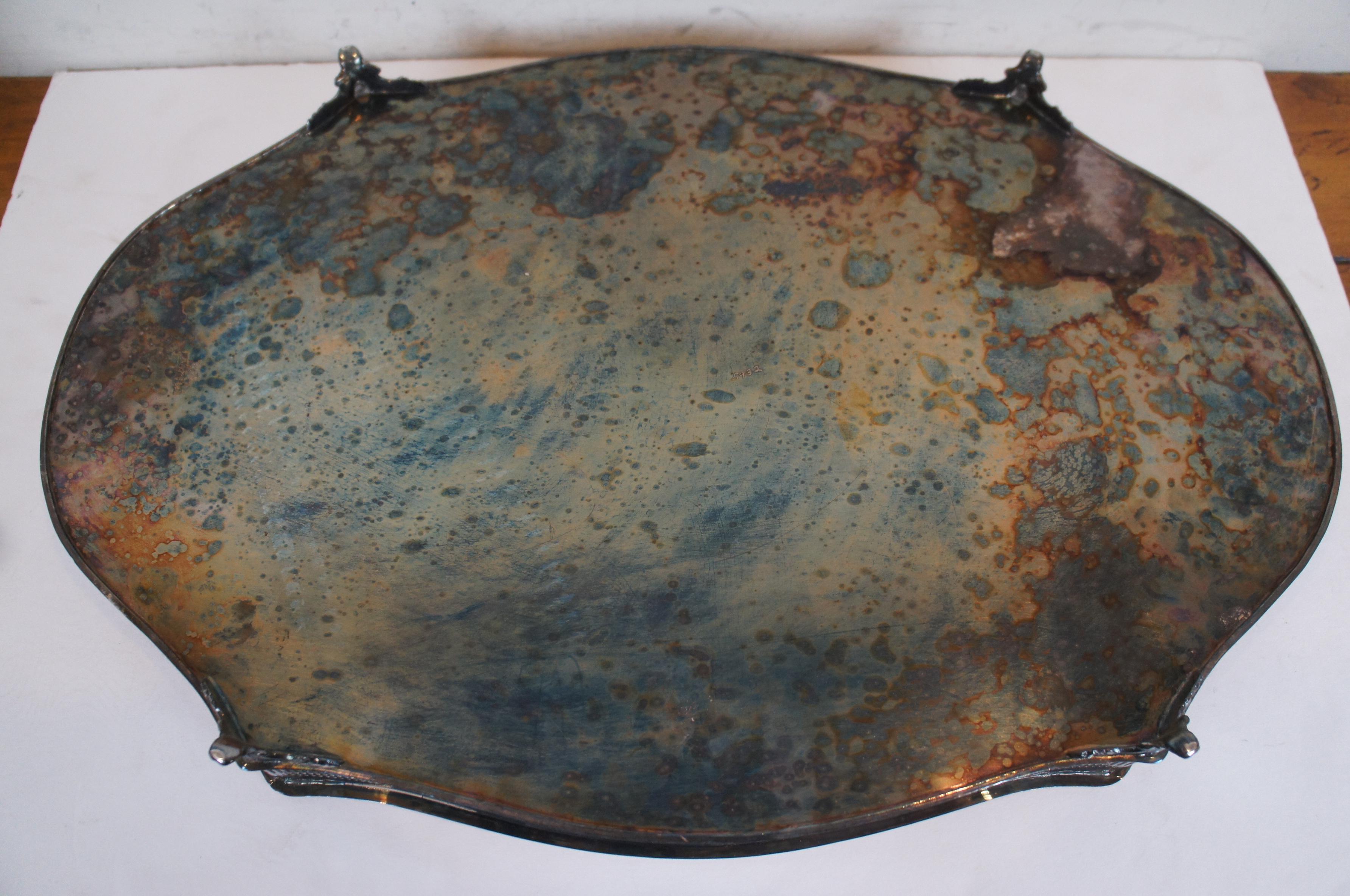 Antique English Kentshire Silverplate Butler Bar Serving Vanity Gallery Tray 24