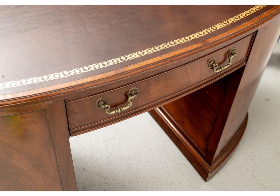 Antique English Kidney Form Leather Top Desk For Sale 6