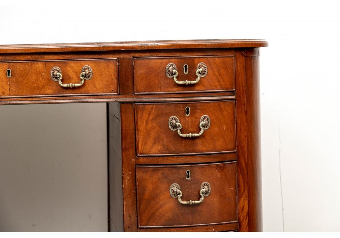 Antique English Kidney Form Leather Top Desk For Sale 8