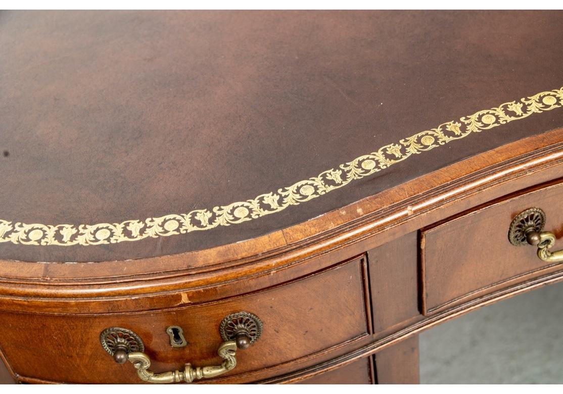 Antique English Kidney Form Leather Top Desk For Sale 10