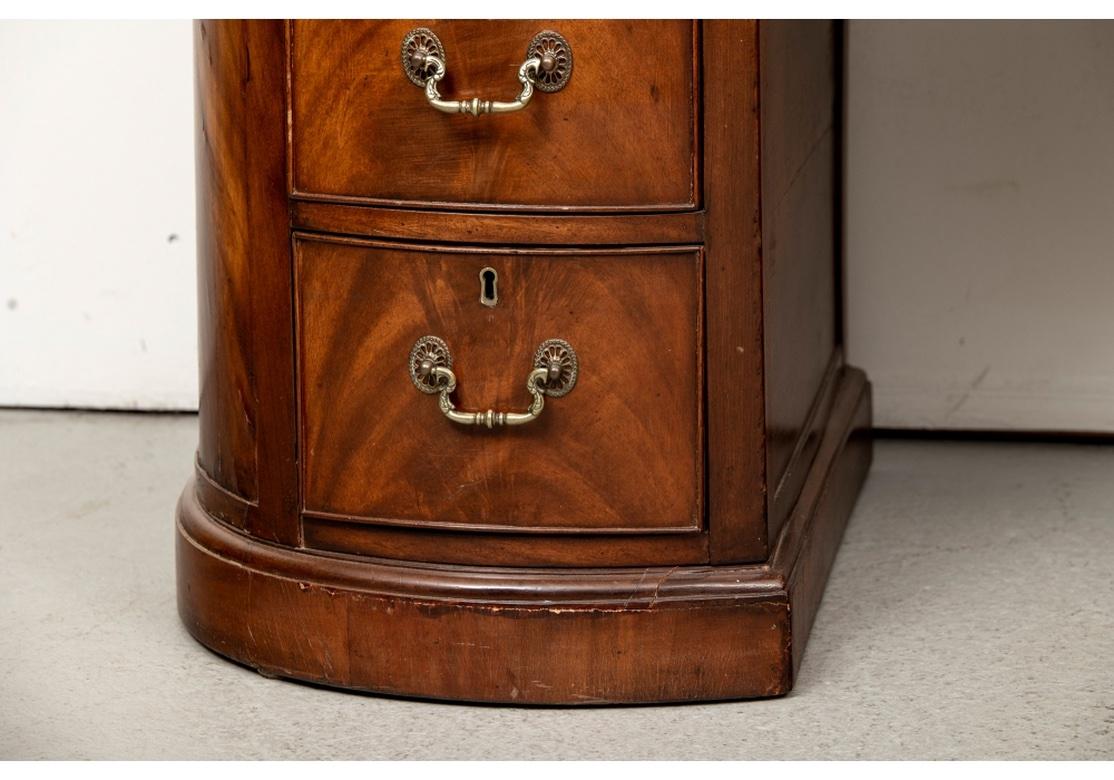 Brass Antique English Kidney Form Leather Top Desk For Sale