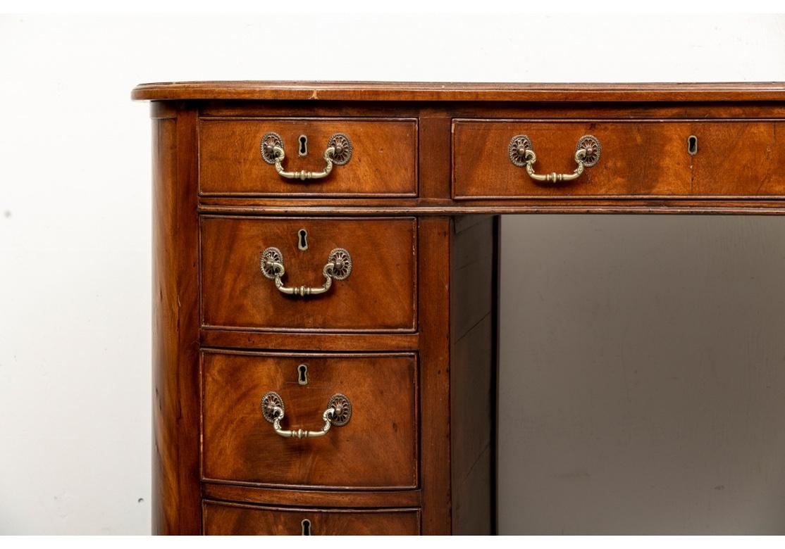 Antique English Kidney Form Leather Top Desk For Sale 2