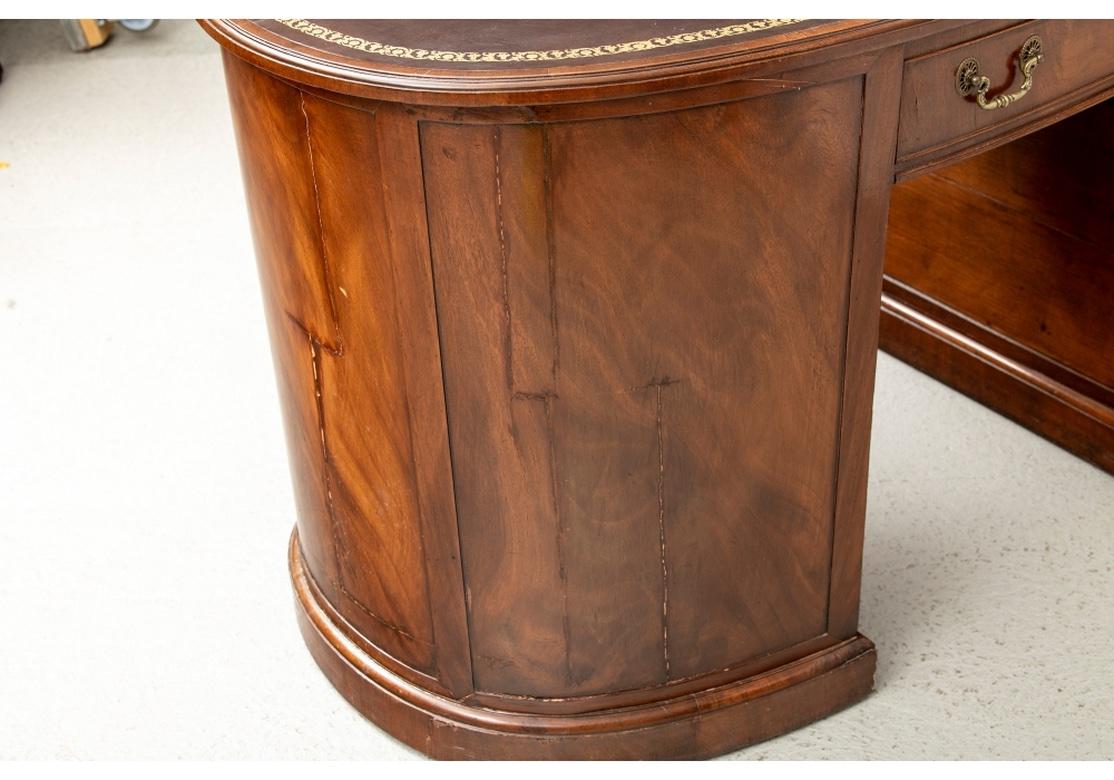 Antique English Kidney Form Leather Top Desk For Sale 3