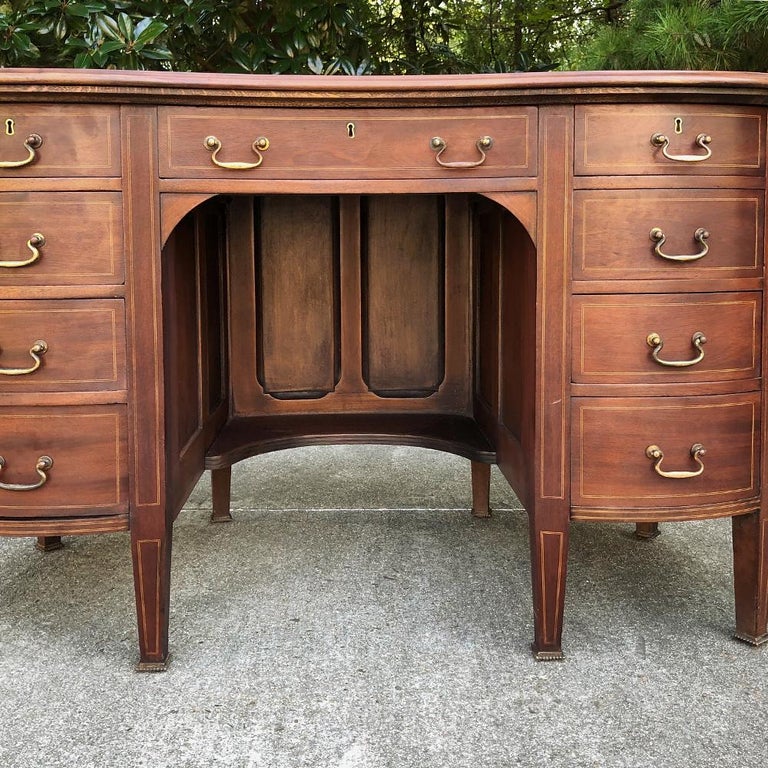 Antique English Kidney Shaped Mahogany Desk For Sale at 1stDibs