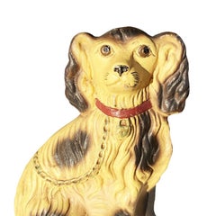 Antique English King Charles Cavalier Hand-Painted Dog Doorstop