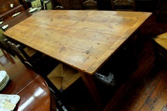 Antique English Knotty Pine Farm House Table with "Bread-Board" Ends
