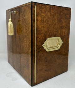Antique English Lady's Gentleman's Burl Walnut Jewlery Casket Miniature Cabinet