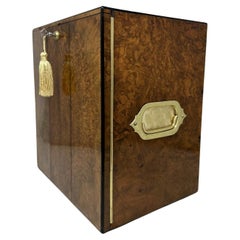 Antique English Lady's Gentleman's Burl Walnut Jewlery Casket Miniature Cabinet