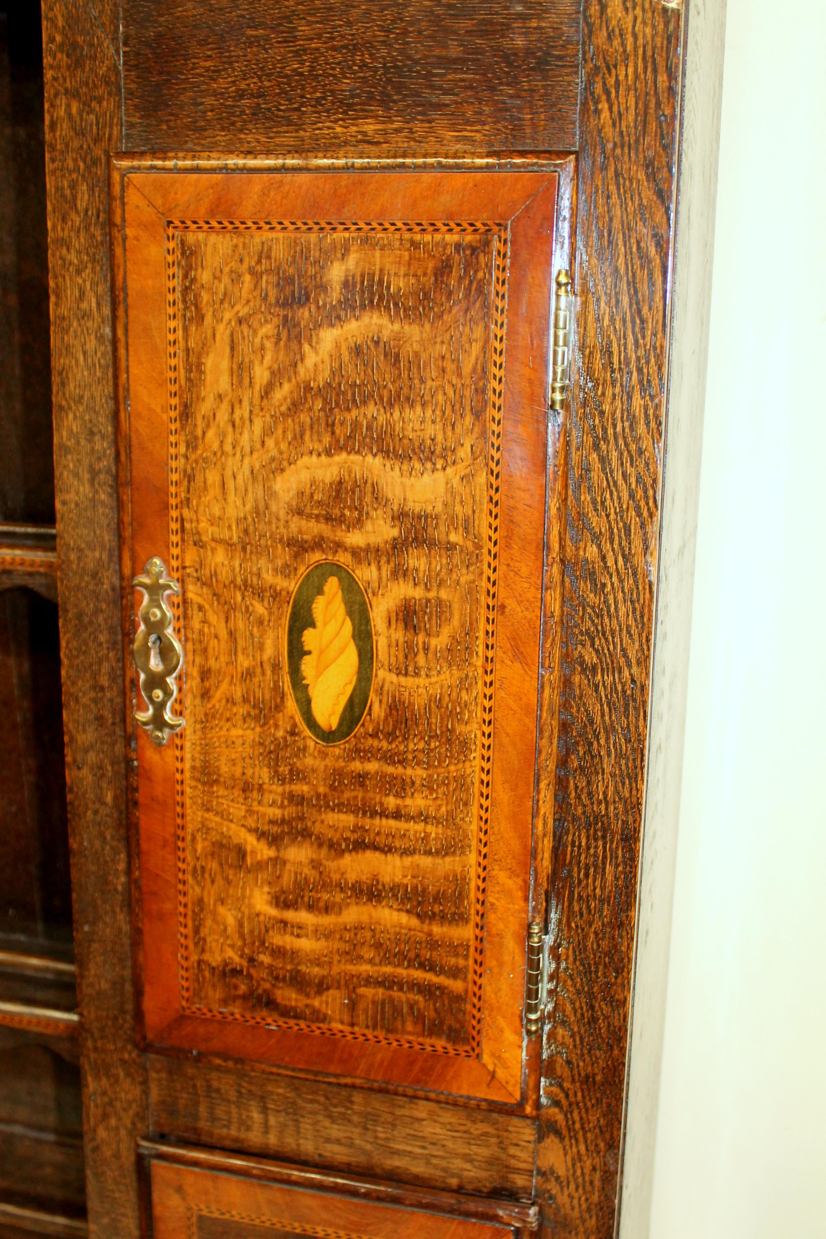 Antique English Lancashire Region Oak Welsh Dresser and Rack with Carved Apron 3