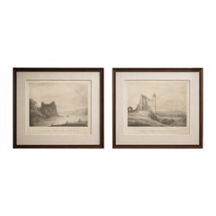 Antique English Landscape Etchings, Castle & Ruins – Sherlock, 1811