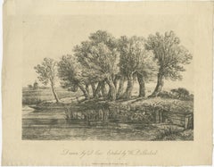 Antique English Landscape Etchings, Cottage & Trees – Sherlock, 1811