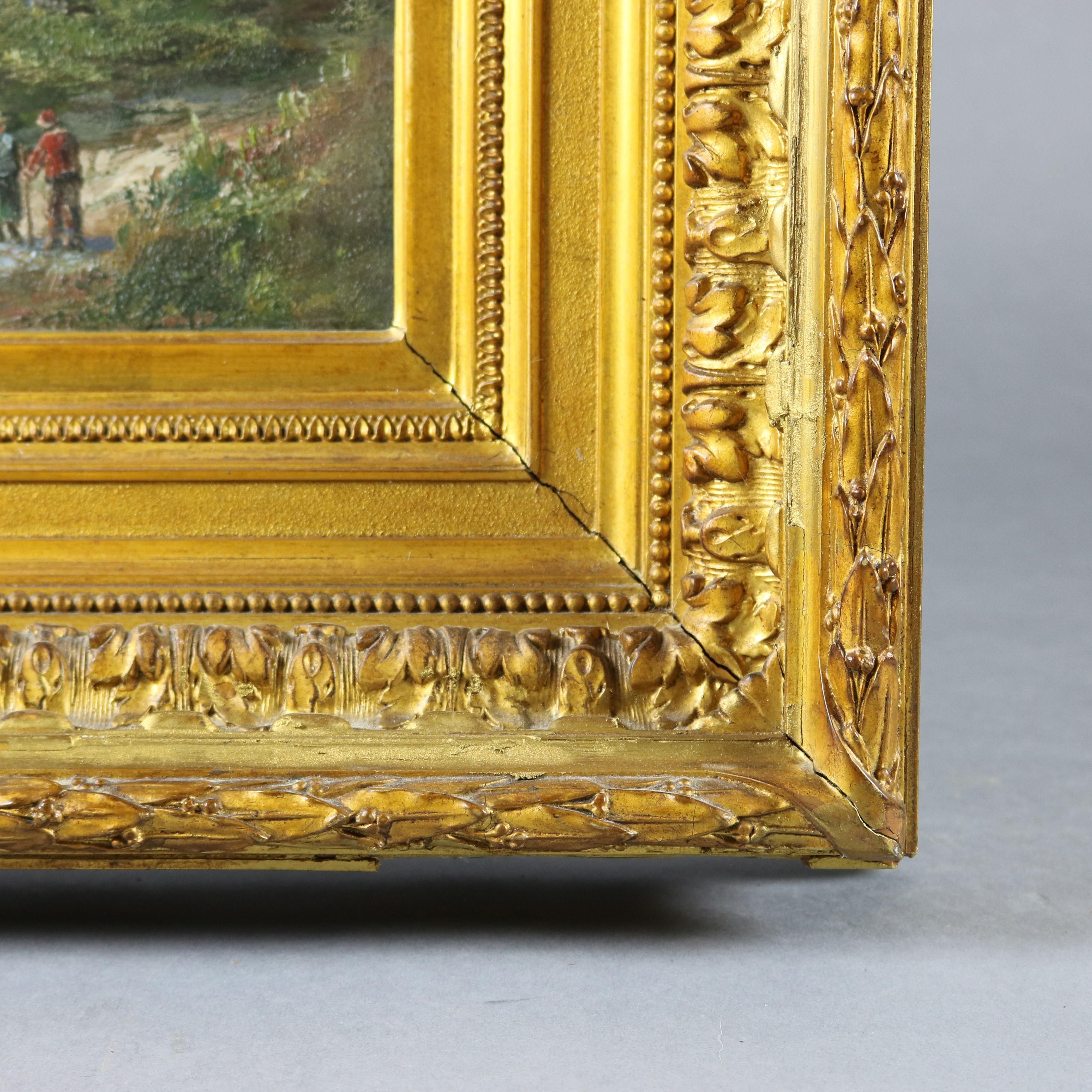 Antique English Landscape Watercolor Painting in Giltwood Frame, circa 1880 1