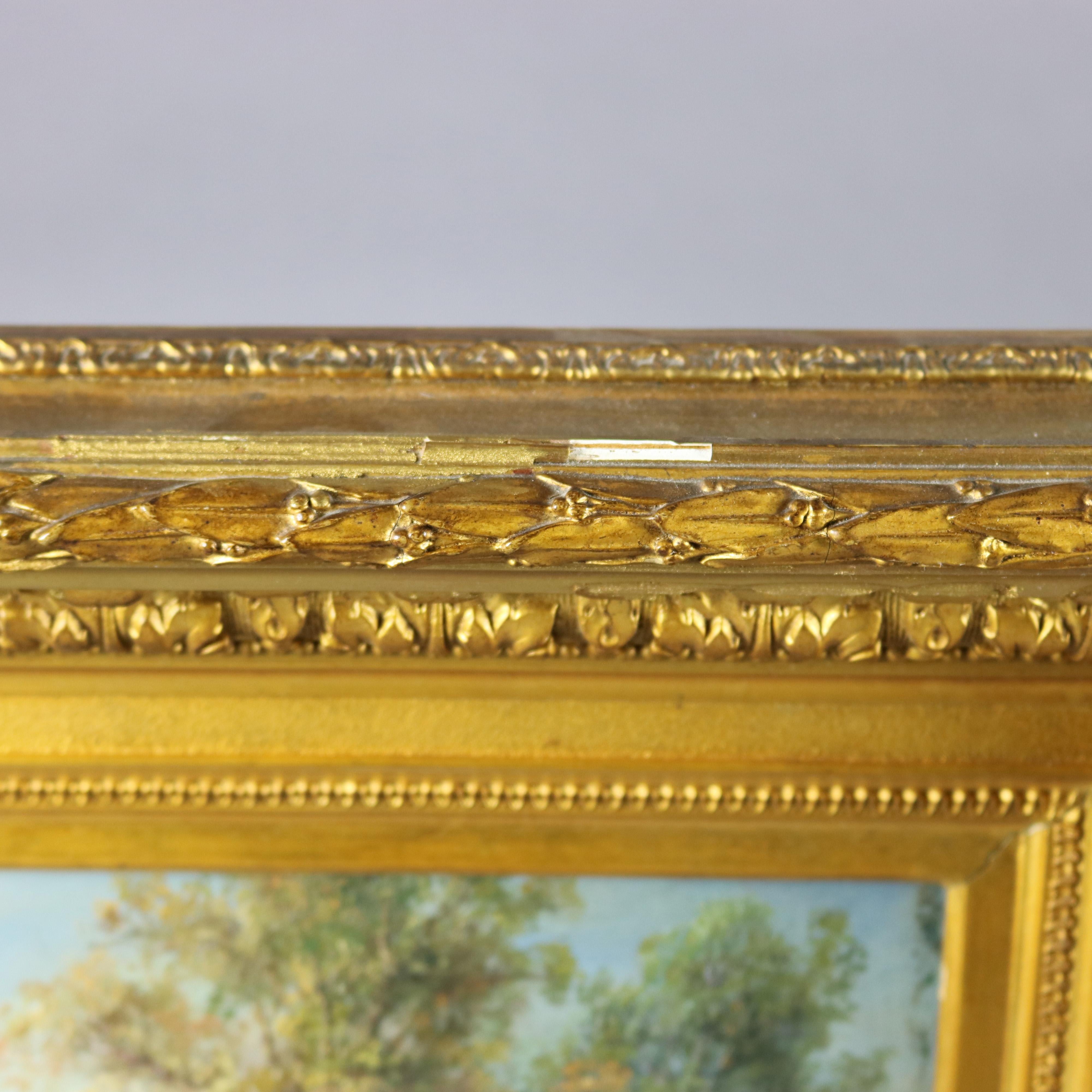 Antique English Landscape Watercolor Painting in Giltwood Frame, circa 1880 2