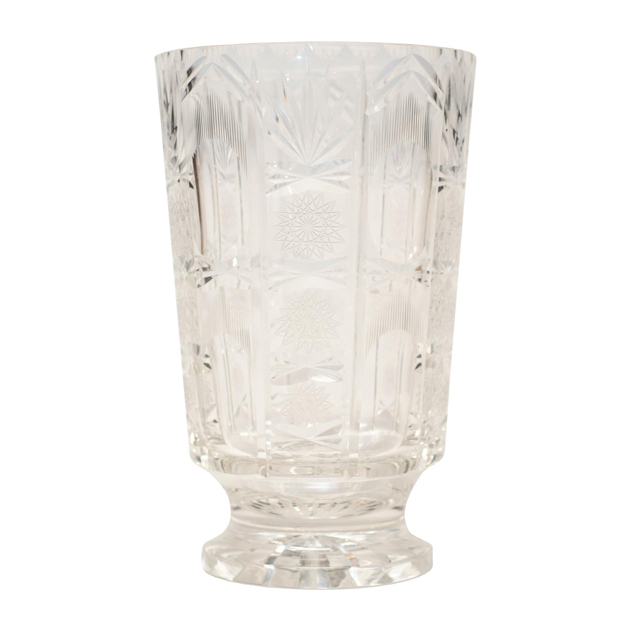 Antique English Large Cut Crystal Vase