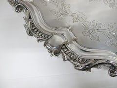Antique English, Large Round Sterling Silver Tray