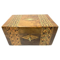 Antique English Large Tunbridge Box With Marquetry Inlay