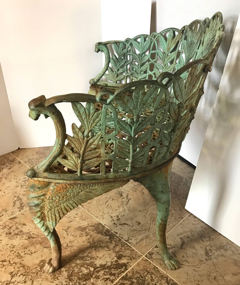 Antique English Late 19th Century Green Cast Iron Laurel 