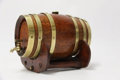 Antique English Late Victorian Period Oak and Brass Bound Brandy/Spirit Cask