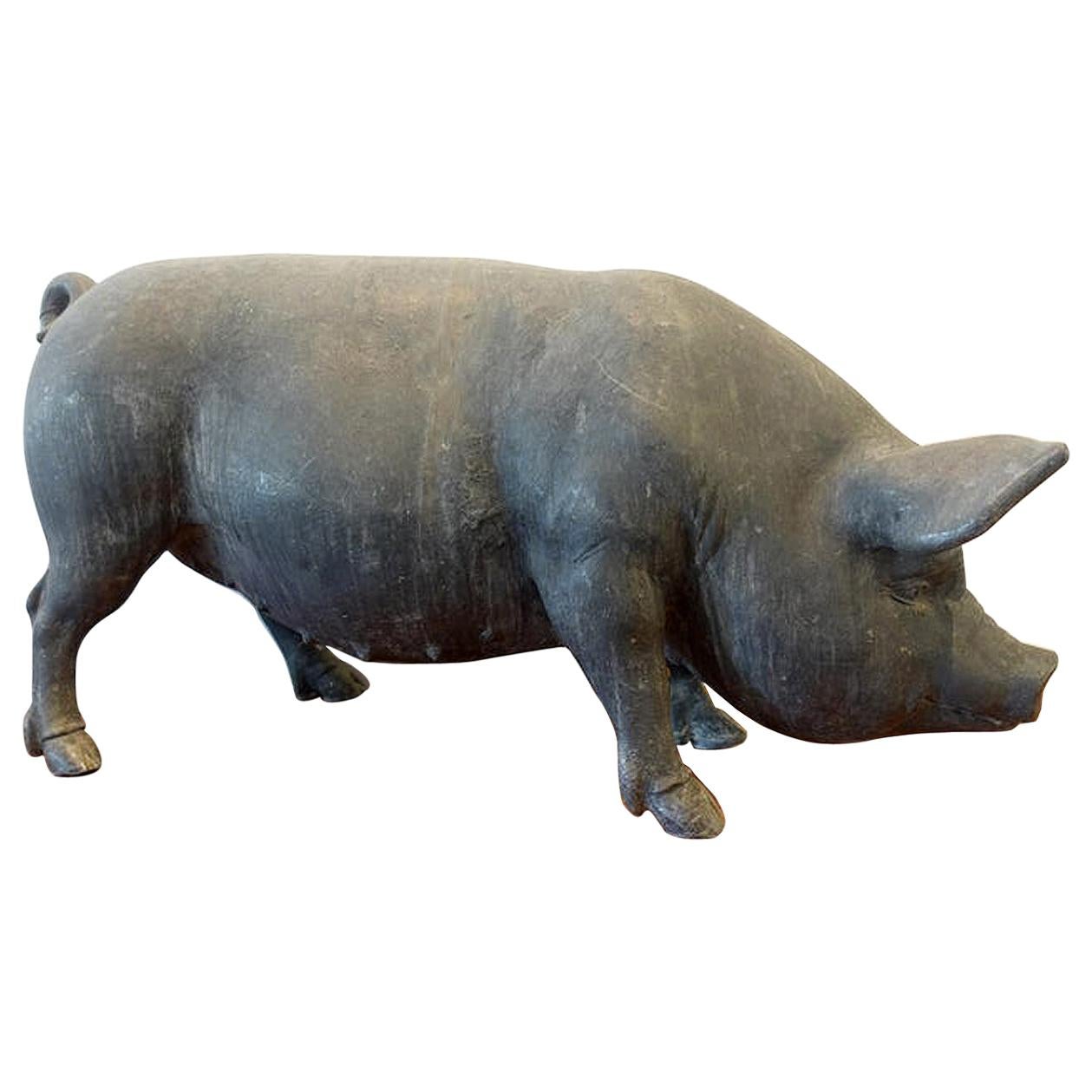 Antique English Lead Pig Sculpture