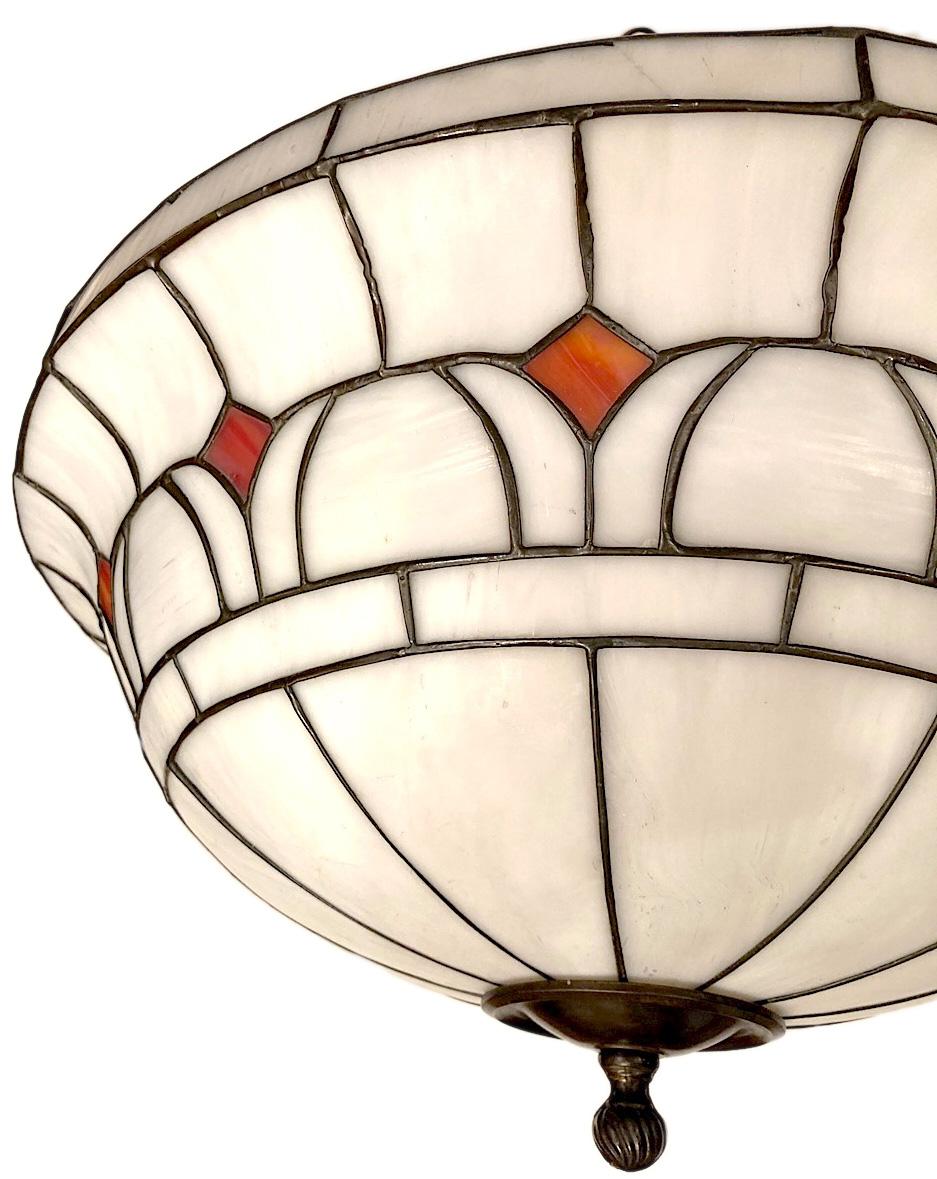 Antique English Leaded Glass Fixture In Good Condition For Sale In New York, NY