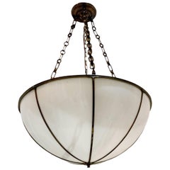 Antique English Leaded Glass Pendant Light