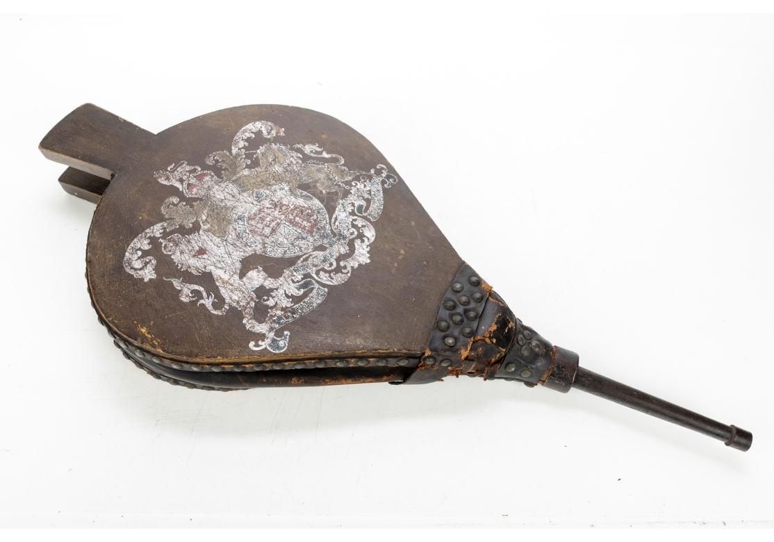 Fuelle Inglés Antiguo De Cuero Y Madera Metal en venta