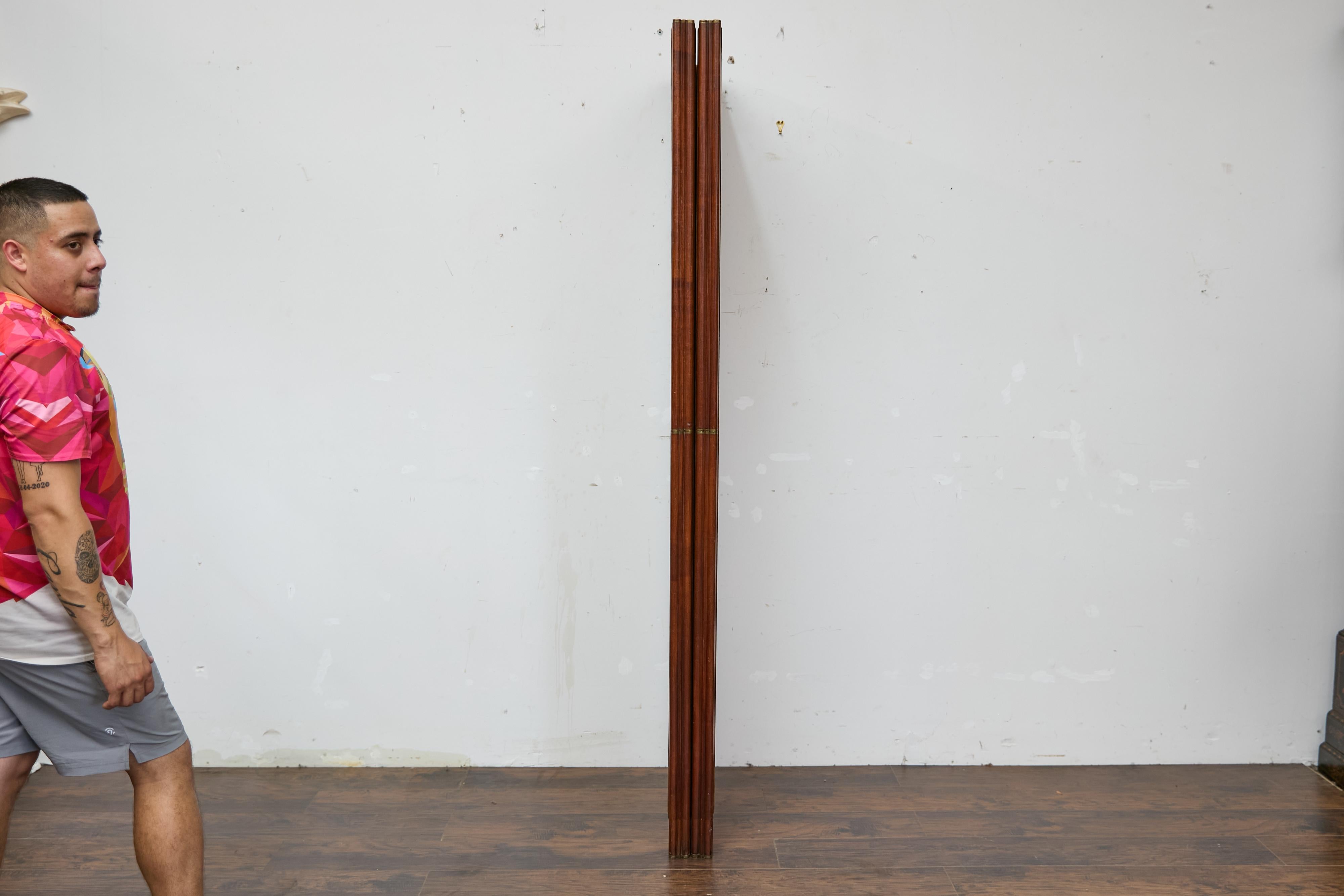 Antique English Leather Four-Panel Room Divider, Early 1900s Decorative Screen For Sale 9